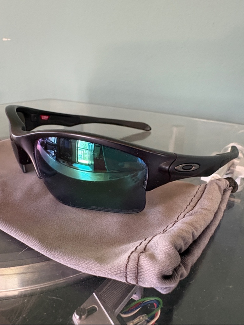 Oakley Quarter Jacket Matte Black Sunglasses with polarized mirrored Lenses